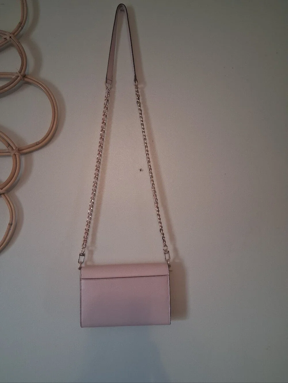 Tory Burch Blush Pink Leather Gold Chain Shoulder Wallet